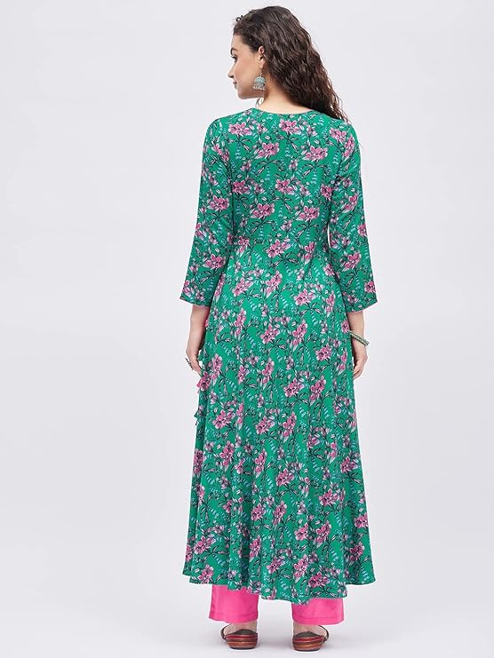 Tissu Women's Rayon Floral Regular Kurta 2