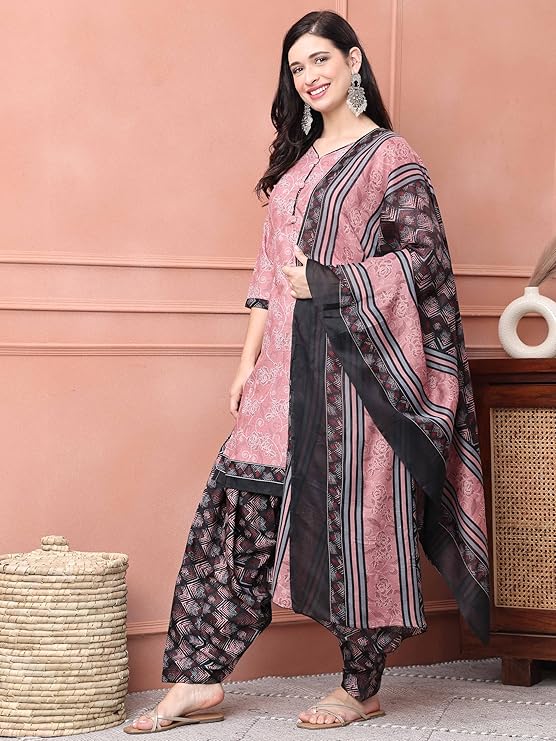 Rajnandini Women's Cotton Blend Printed Ready to Wear Patiala Salwar Suit (Readymade_JOPLVSRW5203-P) 2