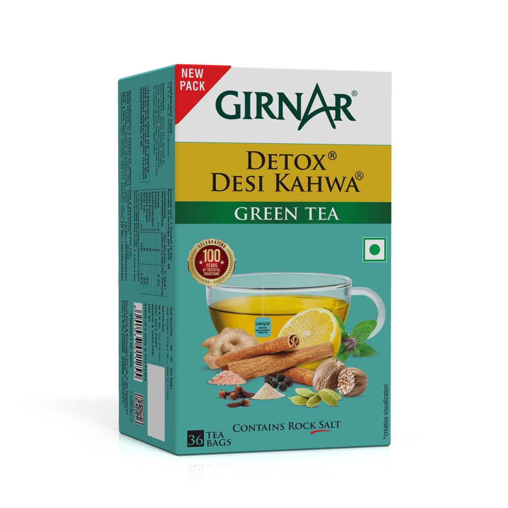 Girnar Food & Beverages Pvt. Ltd. Detox Green Tea - Desi Kahwa (36 Tea Bags) 90 gm