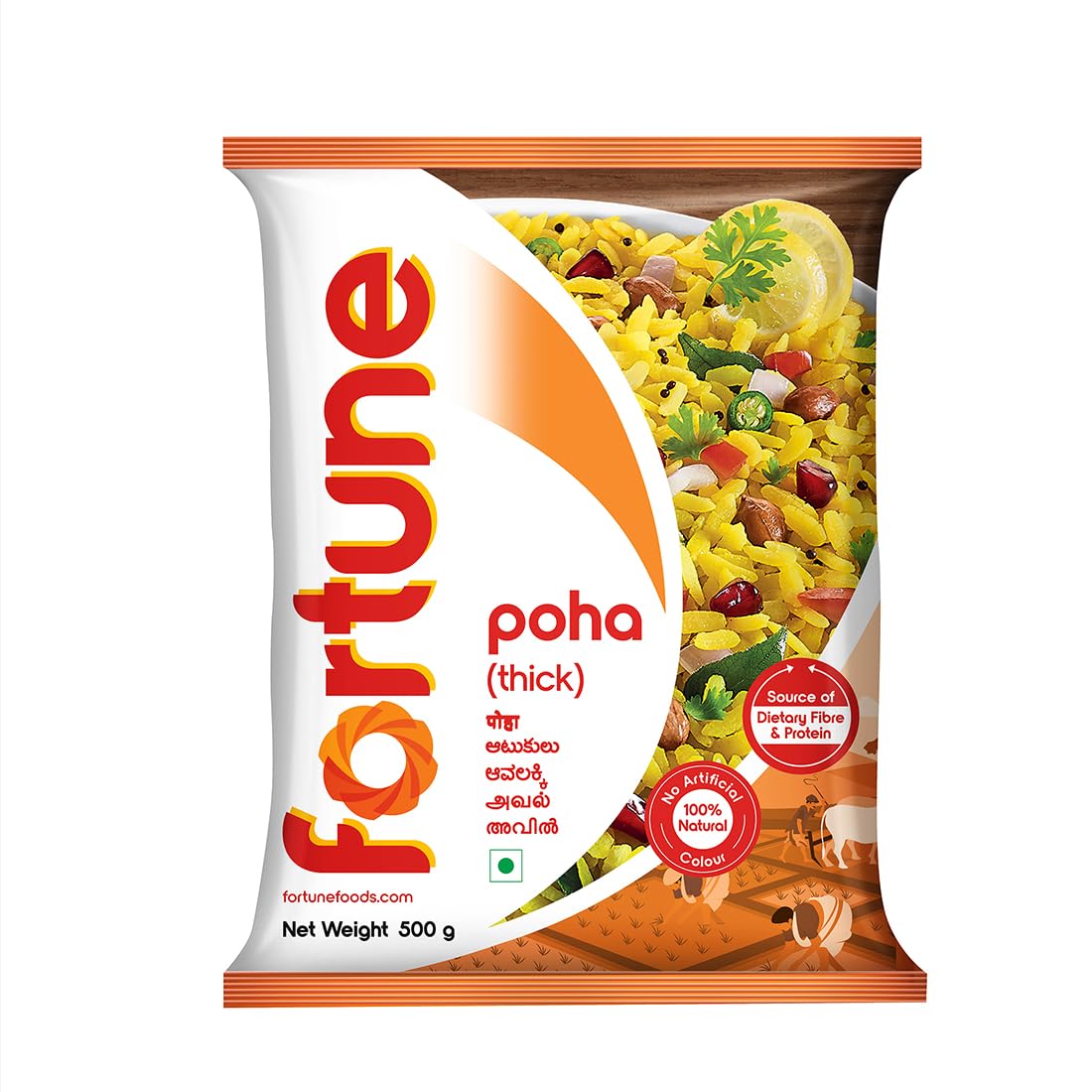 FORTUNE Thick Poha, Source of Fibre and Protein, 500grams