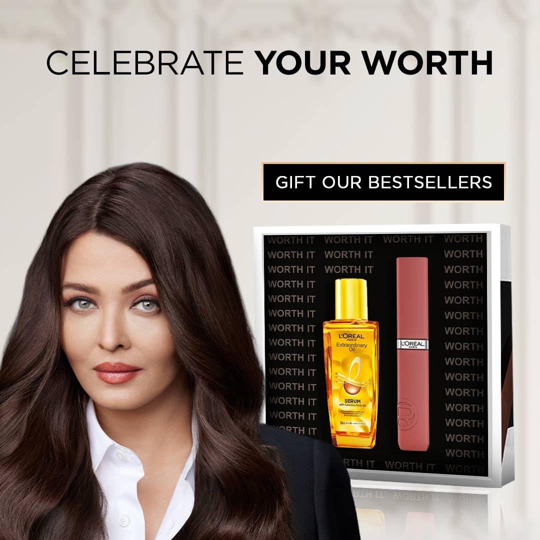 L'Oreal Paris You're Worth it Gift Box - Liquid Lipstick 635 and Hair Serum 30ml