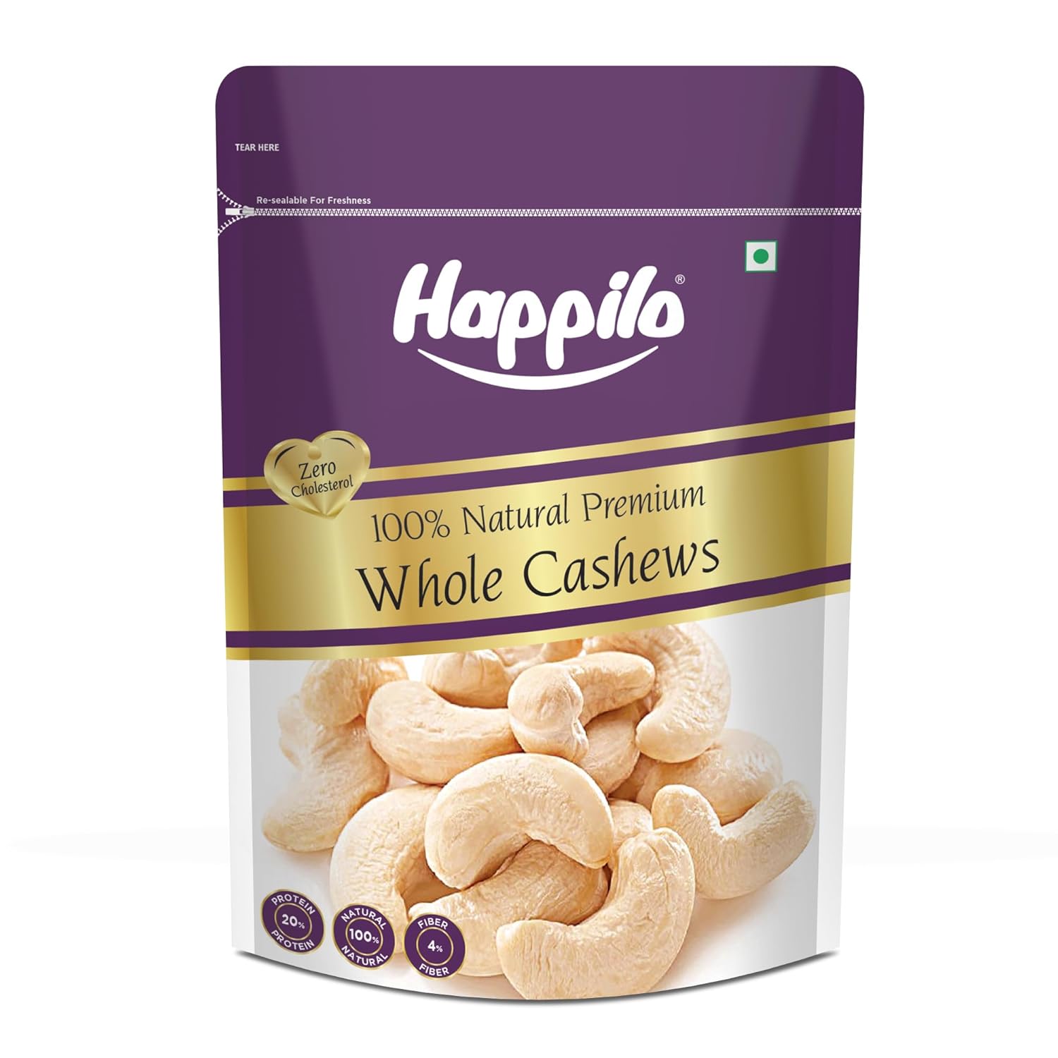 Happilo Premium Natural Whole Cashews 1 Kg Value Pack