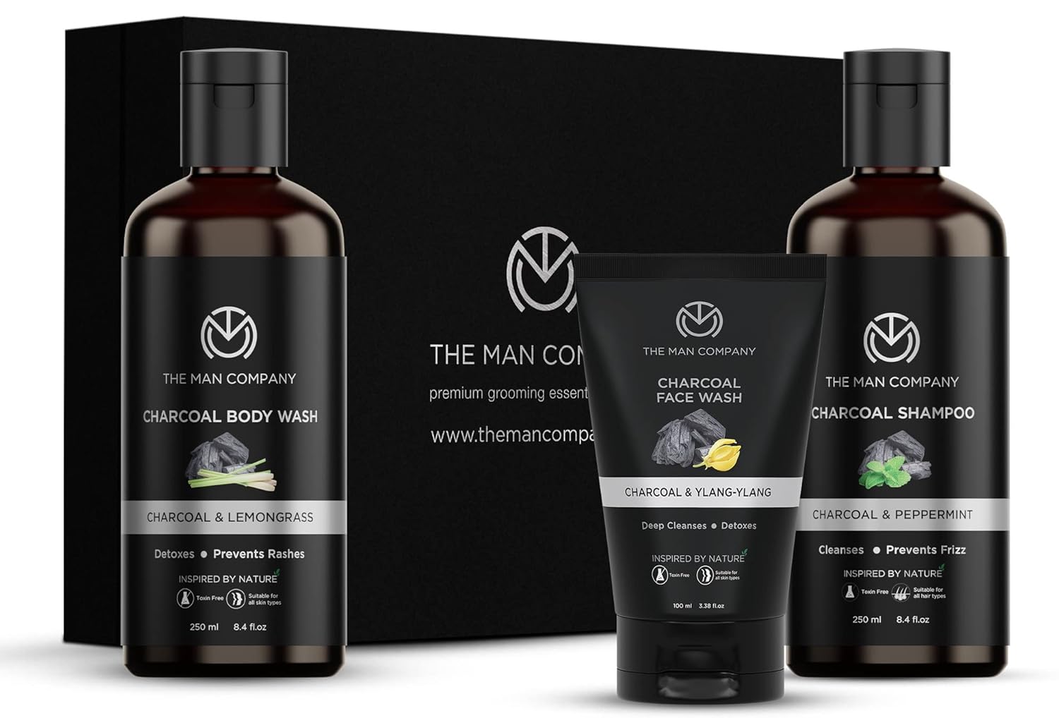 The Man Company Charcoal Care Trio Gift Set| Charcoal Shampoo 250ml