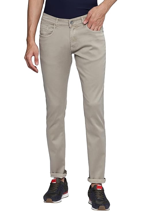 Allen Cooper Skinny Low Rise Power Stretch Denim Chinos Type Jeans for Men