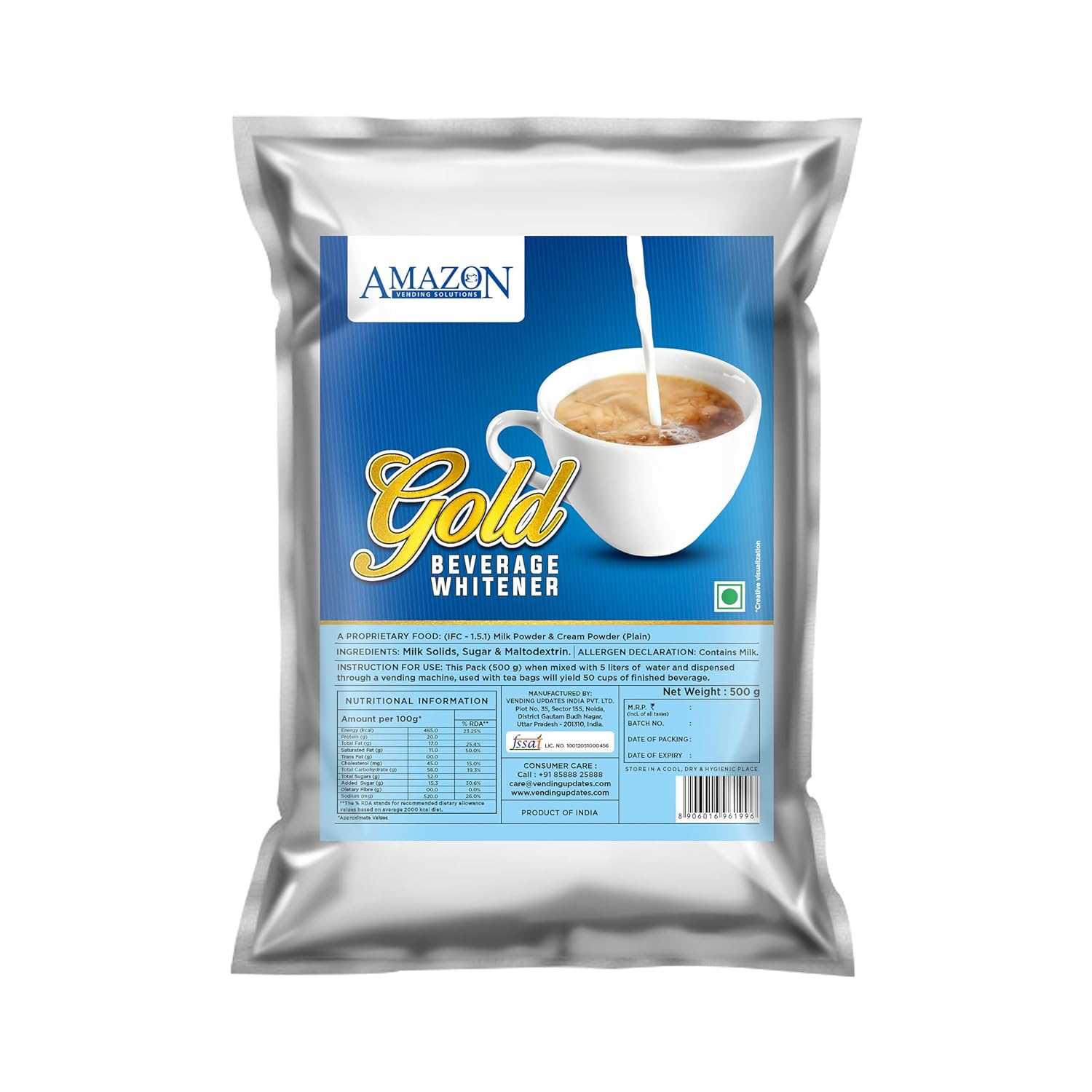 Amazon Gold Beverage Dairy Whitener, Milk Powder, Low Sugar, for Creamy Tea & Coffee, For Vending Machine