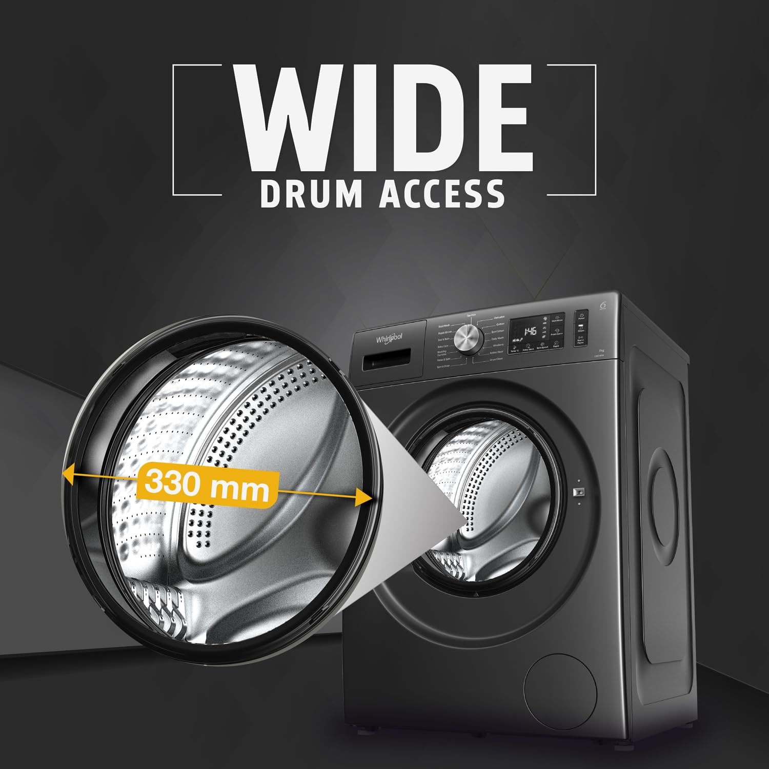 Whirlpool 7 Kg 5 Star Inverter Front Load Washing Machine with In-Built Heater (SUPREME CARE 7012 -E, Midnight Grey, 100+ Tough Stains, Steam Technology, 2025 Model) 3